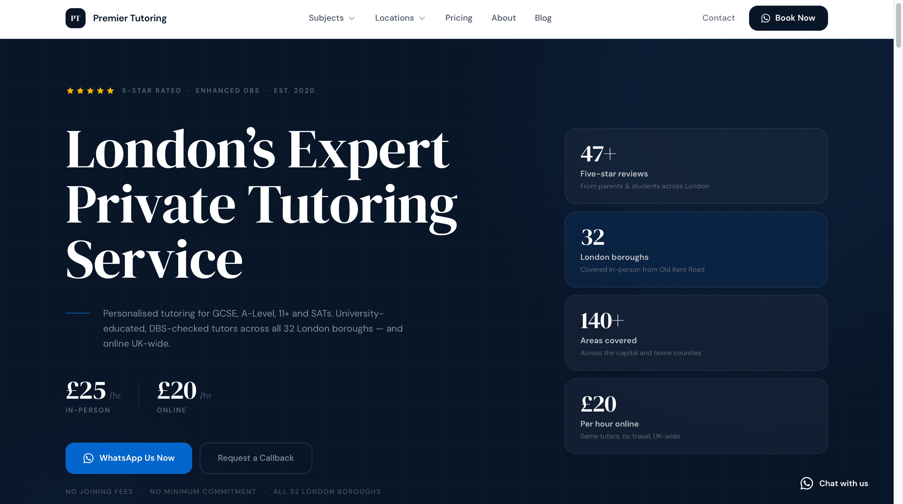 Premier Tutoring UK website
